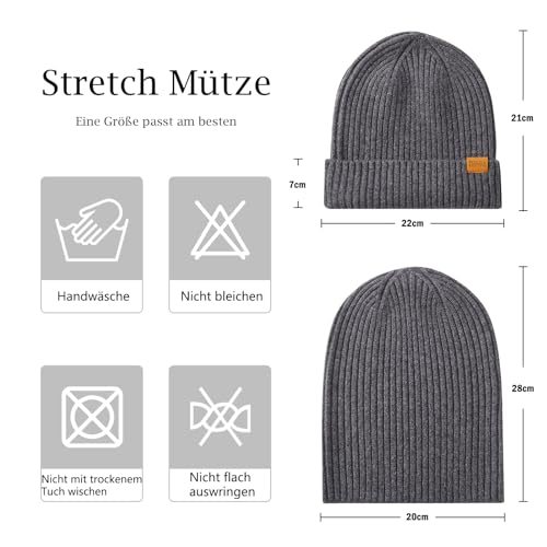 FUQILA Merino Thermo Beanie Grau – Bild 3