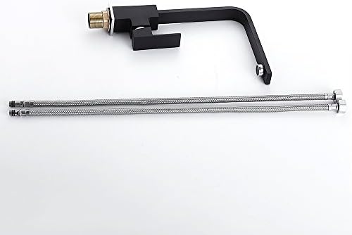Kitchen Sink Taps Mixer Modern Design Single Lever Monobloc Tap Black Swivel Spout Hot and Cold Faucet (Black)