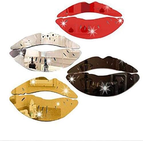 Wall Sticker, 4Pcs DIY Modern 3D Kiss Lip Mirror Wall Sticker Acrylic Art Mural Decal Home Room Decor (4 Colors)