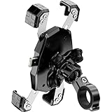 Kaedear(カエディア) バイク スマホホルダー 振動吸収 バイク用 携帯ホルダー / 厚さ15mmまで, 縦長スマホ, カメラの突き出し, 対応/地球上で最も速いスマホ脱着が可能 クイックホールド手裏剣/Airアブソーバー 充電機能無し KDR-M22CJ-BK