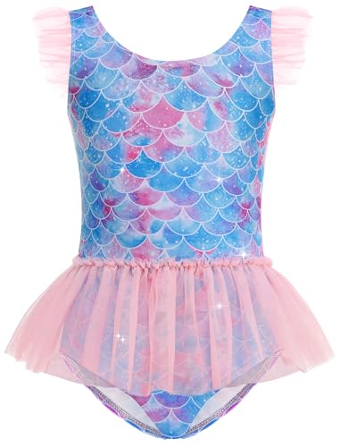 Girls One Piece Swimsuit Colorful Mermaid Bathing Suites Cute Princess Beach Swimwear 2-10 Years