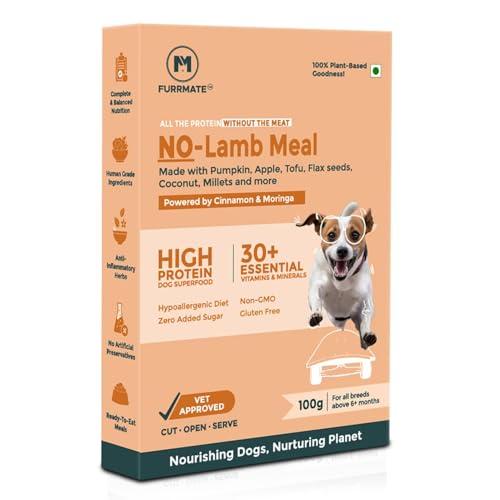 FURRMATE Fresh Wet Dog Food Vegan and Nutritionally Complete | Dog Food for Sensitive stomachs | Human-Grade Ingredients | High-Protein Recipe for Active Dogs (Pack of 1, NO-Lamb Meal)