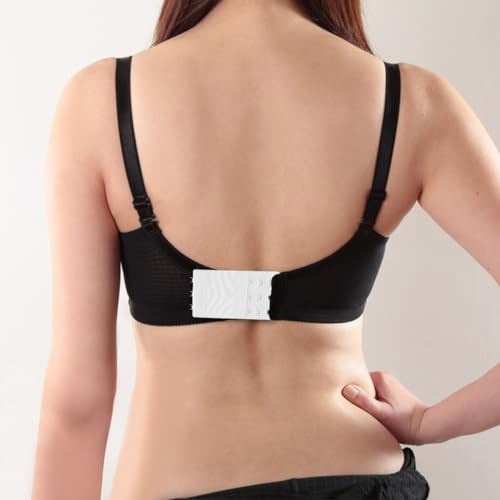 6 Pieces Bra Extenders 3 Hooks 3 Hook Women's Elastic Bra Extender Stretchy Bra Extension Strap Soft & Comfortable 3 Rows Bra Band Extender for Women Black White Skin Color Bra Extensions (3 Colors)2
