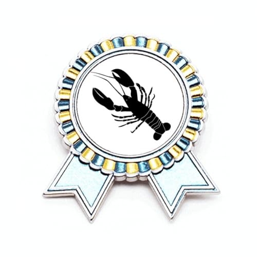 Broche en forme de crevette noire, motif illustration vie marine, taille M en métal pour vêtement