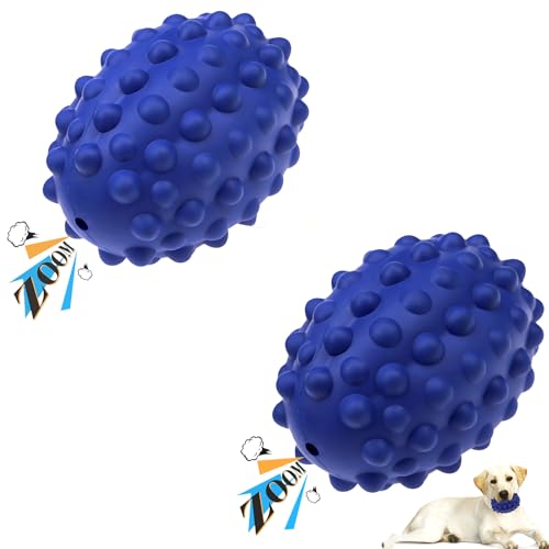 Babezdog 2 Pack Juguete Masticable para Perros de Razas Grandes No Tóxico de Caucho Natural Chirriante Juguete Duradero para Cepillo de Dientes de Cachorro, Azul