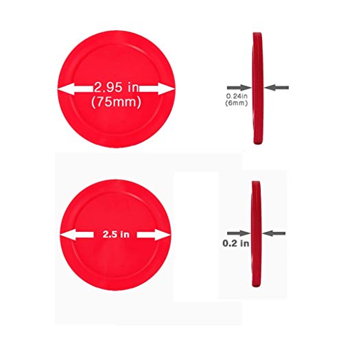 Standard Air Hockey Paddles And 2 Size Pucks, 2.5 Inch For Kids, 2.95 Inche For Adult, Great Goal Handles Pushers Replacement Accessories For Game Tables (4 Striker, 8 Puck Pack) #TOP2