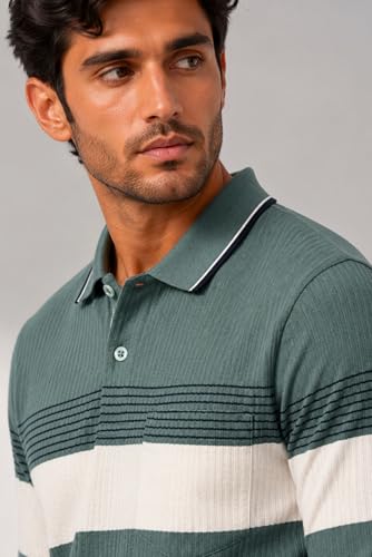 Image of SANE ORIGINALS Full Sleeves Textured Polo Tshirt for Men with Pocket || Long Sleeves Collar and Pocket T-Shirt for Men