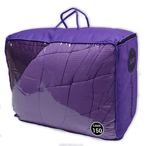 ADP Home - Edredón Nórdico Bi-Color 300 gr/m2 100% Fibra Hueca Siliconada 6D, Exterior 100% Microfibra Tacto de Melocotón - Medidas Completas (240x260 cm) para Cama de 150 y 180 cmColor: Malva y Lila