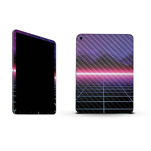 Image of MightySkins Carbon Fiber Skin Compatible with Apple iPad 10.9 inch 10th Gen (2022) Full Wrap Kit - Synthwave | Protective, Durable Textured Carbon Fiber Finish | Easy to Apply | Made in The USA