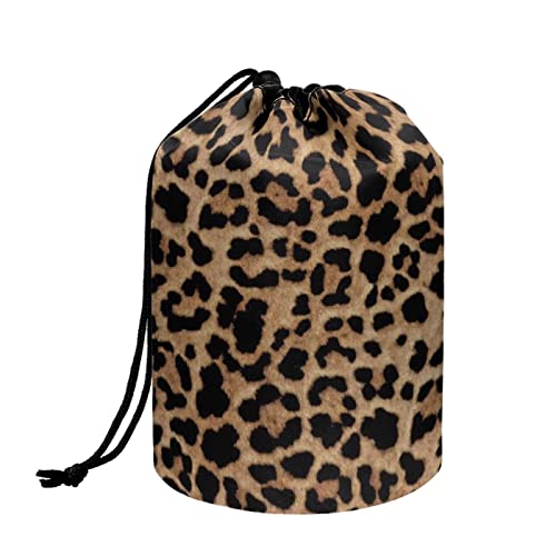 chaqlin Kosmetiktasche mit Kordelzug, für Damen und Mädchen, große Kapazität, Reise-Kordelzug, Kosmetiktasche, Zubehör, leopardenmuster, Einheitsgröße, Kulturbeutel