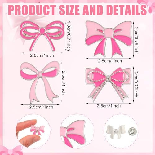 Image of Landical 12 Pcs Pink Bow Brooch Pins for Women Bow Tie Enamel Pins Cute Small Alloy Bowknot Funny Cartoon Lapel Pin for Backpack Goody Bags Hat Dress Suit Shirts Christmas Accessories Gifts