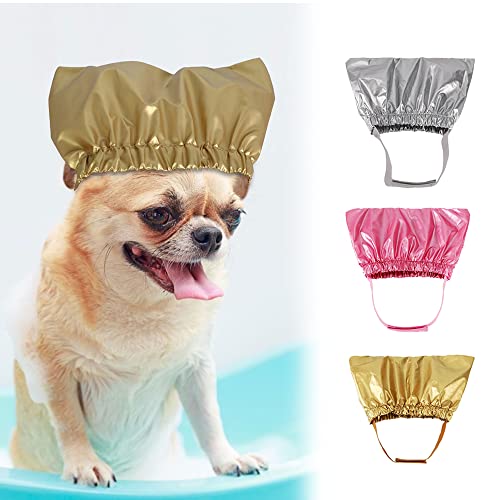 Treonca Dog Shower Cap Bath Cap Waterproof Shower Hat 3 Pack Shower Dog Ear Covers Overhanging Pet Bath Ear Protection Shower Cats Ear Drops Guard For Kitten Puppy Small Pets Bath (Medium) #TOP7