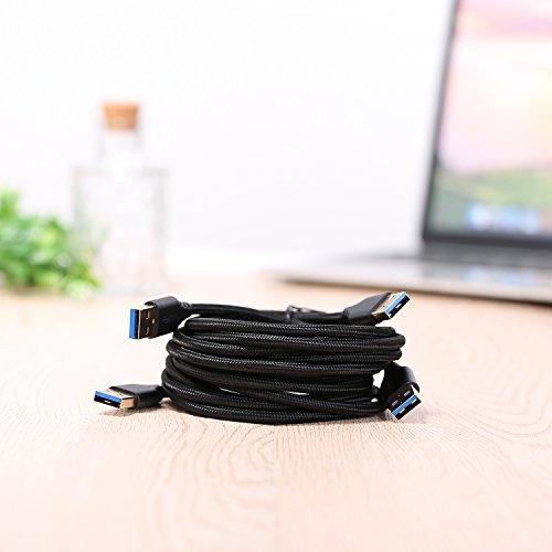 2-Pack 2M/6Ft Braided USB 3.0 A to A Cable - Super Speed Type A Male to Male Cable Cord - Black