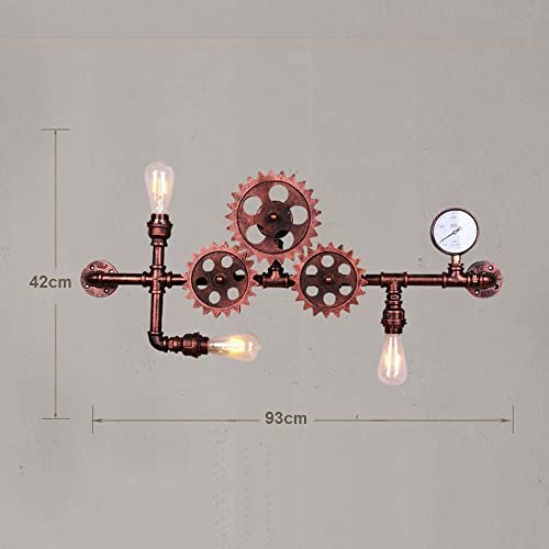 Klobvtt Retro Water Pipe Wall Sconce Industrial Wall Light Gear Triple Wall Lamp, Steampunk Wall Mount Lighting Fixture 3-lights Hardwired Sconces for Living Room Restaurant steampunk buy now online