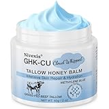 Nivexis Copper Peptides GHK-Cu Whipped Beef Tallow for Skin, Grass Fed Beef Tallow and Honey Balm for Face & Body, with Methylene Blue Anti-Aging Moisturizer, Suitable for All Skin Types, 2 Oz