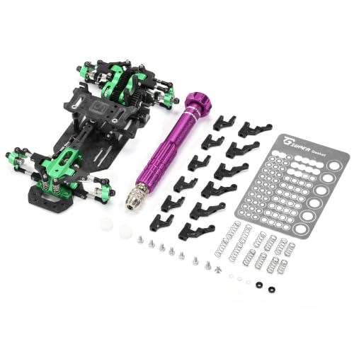 Abendor RCカーフレーム 1/24 1/28 TG レーシングカーボンファイバー製 組み立て済み ミニリアドライブ RWD ドリフトレーシングカーフレームボディキット ツール付き DIYパーツ(グリーン)