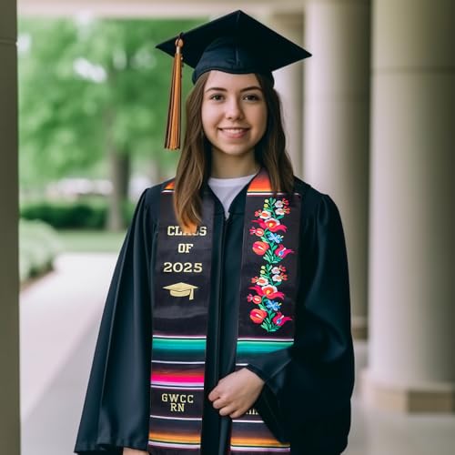 callie Personalized Mexican Graduation Stole Sash for High School College, Custom Class of 2025 Mexican Sash with Your Name, School Name, Text
