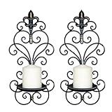 Metal Wall Candle Sconce Holder Set of 2 Wall Mount Candle Holder Hanging Antique Wall Decoration for Living...