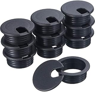 SATINIOR 10 Packs Black Desk Cable Wire Grommet Cord, PC Computer Desk Plastic