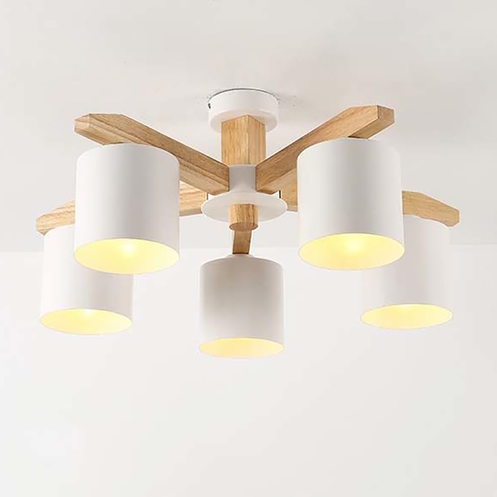 8 Light Modern Ceiling Pendant Light 32 Inch Wood Recessed LED Ceiling Light Flush Mount Pendant Lighting Living Room, Bedroom, Foyer, E26 Black Proximity Ceiling Light Fixture