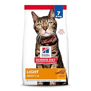 Hill’s Science Diet Light, Adult 1-6, Weight Management Support, Dry Cat Food, Chicken Recipe, 7 lb Bag