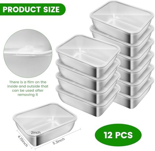 12 Pcs Airtight Stainless Steel Food Storage Containers with Lids, 25 Oz (5.3x4.15x2 Inch), Oven, Microwave & Dishwasher Safe, BPA-Free, Leak-Resistant, Stackable Meal Prep Containers Set - Thumbnail 3