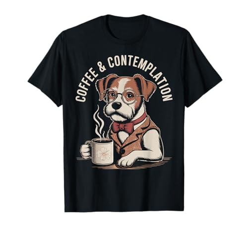 Hipster Dog Vintage Coffee Dog Camiseta