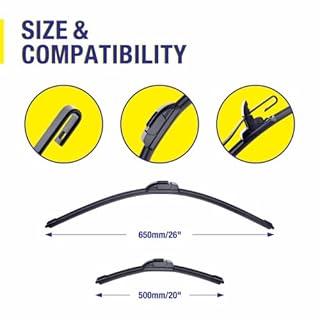 26"+20" Windshield Wiper Blades Replacement For Toyota Highlander 2019-2008 Camry 2024 2023 2022-2018 Avalon 2022-2019 Sienna 2024-2021/Dodge Grand Caravan 2022-2008 /Ford Edge 2014-2007 (Set of 2)