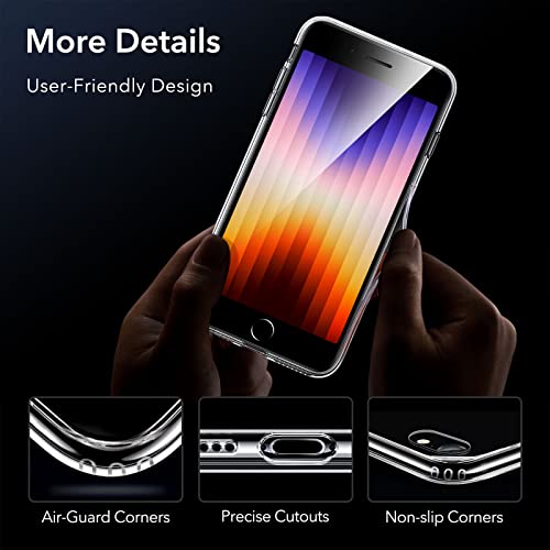 Image of ESR Mimic Tempered-Glass Case, for iPhone 8 /7 , Upgraded 9H Tempered-Glass Back, Feels Like a Caseless Phone, with Soft TPU Bumper and Shock-Absorbent Corners, Clear
