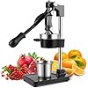 Cast Iron Manual Juicer Hand Press, Lemon Squeezer, Commercial-Grade Citrus Press Suitable for Oranges, Lemons, Limes, and Pomegranates Easy to Clean Includes Stainless Steel Cup, Black