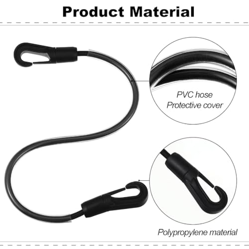 2 Pcs Horse Blanket Straps - Adjustable Elastic Tail & Leg Straps with Double-Ended Clips, 16" Stretchy Replacement Straps for Horse Blankets & Stall Buckets — view 3