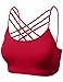 Women Sports Bra Criss Cross Strappy Wirefree Cami Bralette Crop Top RED SM