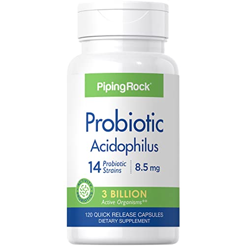 Piping Rock Probiotic Acidophilus 14 Strains 3 Billion Organisms | 120 Capsules | Non-Gmo, Gluten Free Supplement #TOP7
