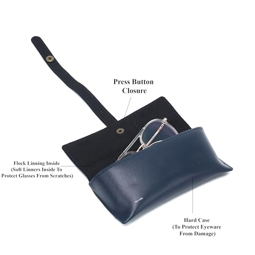 Image of AICA Personalised Name & Charm Leather Sunglass Case Cover for Men & Women | Hard Case Eyewear Cover