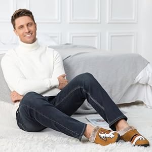 GURGER Pantoffels Heren Dames Winter Warm Pluche Sloffen Binnen Huisschoenen Slippers met Hondenborduursel, Rood 38 39