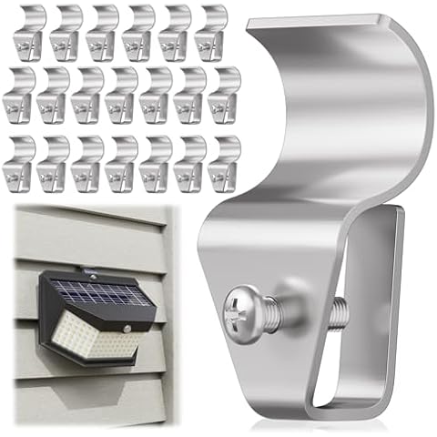 HUXOR 20 Pack Vinyl Siding Hooks for Solar Outdoor Lights, Clips for Hanging Motion Sensor Solar Security Light, Solar Powered Wall Lights Outside, String Lights Cover