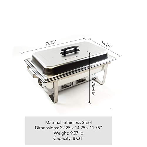 Alpha Living 8QT Chafing Dish High Grade Stainless Steel Chafer Complete Set