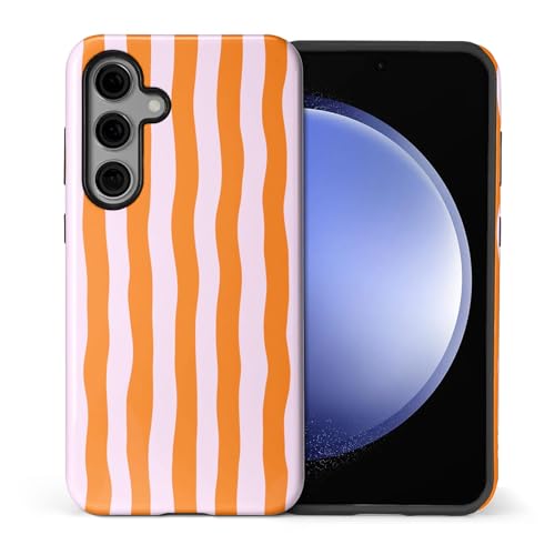Coque silicone rigide Samsung S24 Plus orange à rayures