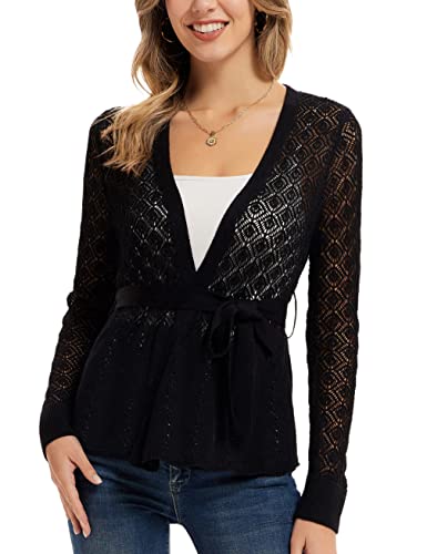 Ladies Peplum Cardigan Retro Sweater Elegant V Neck Cardigan For Women Black M #TOP25