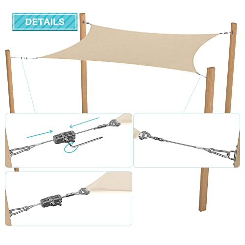 Coarbor Sunshade Sails Hardware Kit, Heavy Duty Sun Shade Sail Accessories, 24' Long Stainless Steel Wire Awning Attachment Tightener Set For Rectangle Deck Patio Cover #TOP3