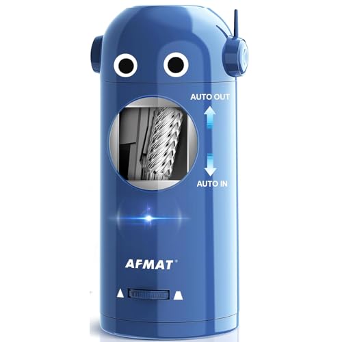 AFMAT Electric Pencil Sharpener, Fully Automatic Robot Pencil Sharpener for Colored Pencils 7-11.5mm, Auto in & Out, Rechargeable Hands-Free Pencil Sharpener for Home/Classroom/Office, Blue