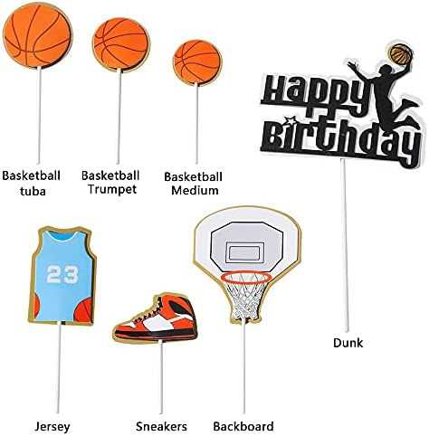 Fyfjur Cake Topper, Happy Birthday Cake Topper, Acrylic Happy Birthday Cupcake Topper, Basketball Cake Toppers for Boys, Cake Toppers, Toppers Cupcake, Decorations for Kids Them Party