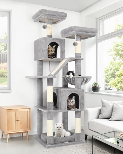 Globlazer Large Cat Tree Tower for Indoor Cats, 74in Tall Sturdy ...