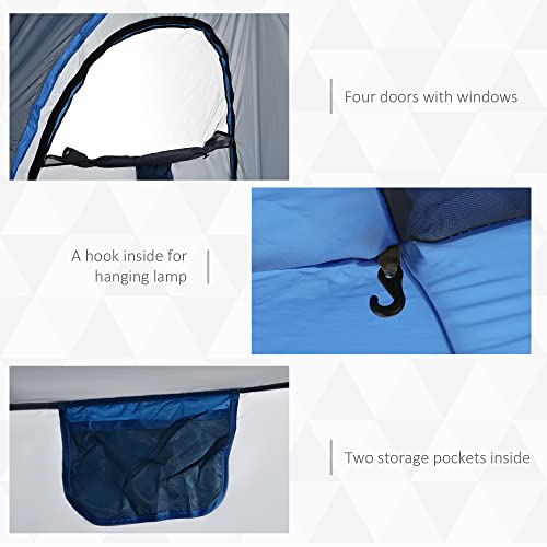 Outsunny Camping Tents 4 Person Pop Up Tent Quick Setup Automatic Hydraulic Family Travel Tent W/Windows, Doors Carry Bag Included #TOP5