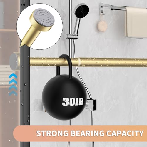 Image of Gold Shower Curtain Rod 34-82 Inches(2.8-6.8ft) Never Rust Adjustable Shower Rod Spring Tension Non Slip No Drilling Shower Rods for Bathroom Garland Window