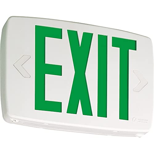 Image of Lithonia Lighting Quantum LED Emergency Exit Sign, Thermoplastic Exit Only Sign with Stencil-Faced White Housing and Green Letters (LQM S W 3 G 120 /277 M6)