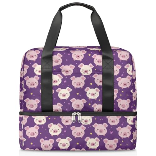 Bolsa de lona deportiva Cute Pig para viajes y gimnasio de 21 L