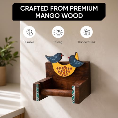 Image of Aakriti Art Creations Tribal Echo Handcrafted Madhubani Toilet Roll for Home and Kitchen | Kitchen Accessories | Bathroom Organiser | Indian Handicraft | Aesthetic Indian Handicraft