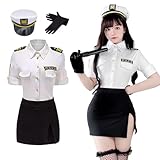 [milky time] ハロウィン コスプレ 仮装 ワンピース ブラック 警察官 ポリス 手錠 (ホワイト)