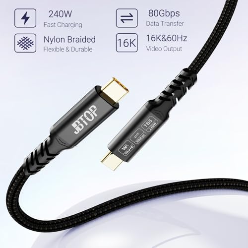 JBTOP 80Gbps USB 4 for Thunderbolt 5 Cable 1.5FT, 240W Charging,Bandwidth for 16K/Dual 8K, High Speed USB c Cord Compatible for Thunderbolt 4, iPhone 17/16,SSD, MacBook M4 Pro by JBTOP - Used condition - Image 2